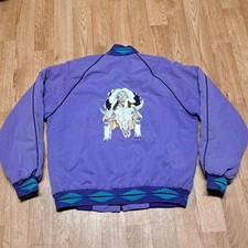 Vintage Southwestern Aztec Native Chief Embroidered Jacket Size M Made In USA
