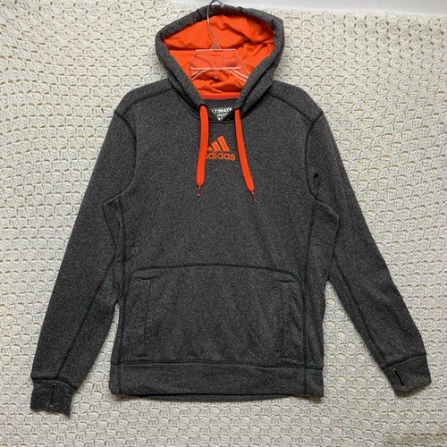 VETEMENTS Adidas Felpa con Cappuccio Donna Tg M Grigio e Arancione Climawarm Pullover Atletico Ultímate