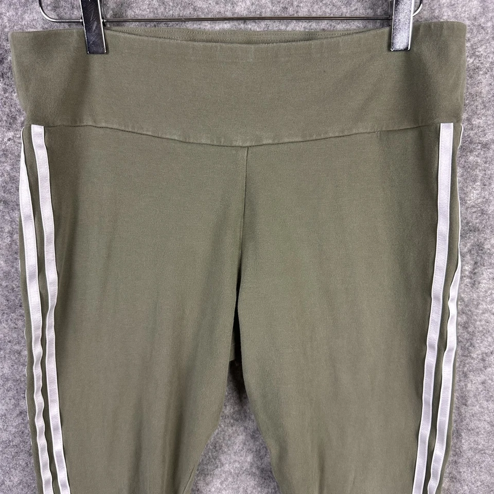 Adidas Leggings Mujer XL Verde Tiro Alto 3 Rayas Logo Trifolio Pantalones Atléticos Foto 4 de 4