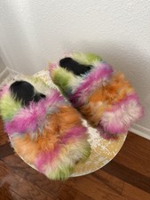 Marni Men  s Runway Rainbow Shearling fur slippers. Super Rare. Size 43. US 10