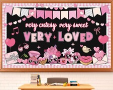 Valentines Day Bulletin Board Decorations Set Pink Love Heart Paper Cutouts