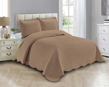 Linen Plus Luxury Oversized Coverlet Embossed Bedspread Set Solid Taupe King/...