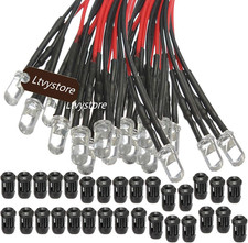 30Pcs 3MM 12V White LED Pre Wired Prewired 7.87 Inch Lamp Light Bulb Prewired Em