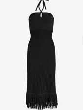 NWT Express Ribbed Halter Maxi Dress With Fringe Hem. Size Medium.