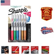 Vivid Water-Resistant Metallic Markers - 6 Assorted Fine Tip Colors for All Ages