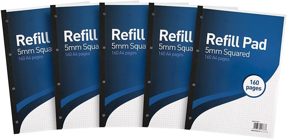 SUMMIT A4 Refill Pad, 5 mm Squared, 160 Page, Pack of 5