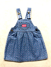 Vintage 80s OSHKOSH B  GOSH Girls 4T Denim Tulip Dress Jumper USA Union Made Rare