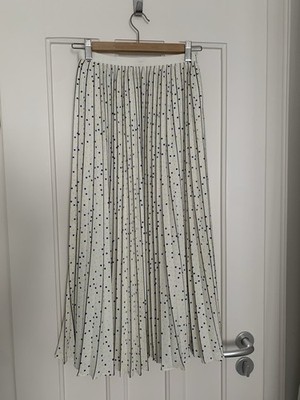 Massimo Dutti Plissee-Rock Midi Weiß mit Punkten Gr. 34/XS