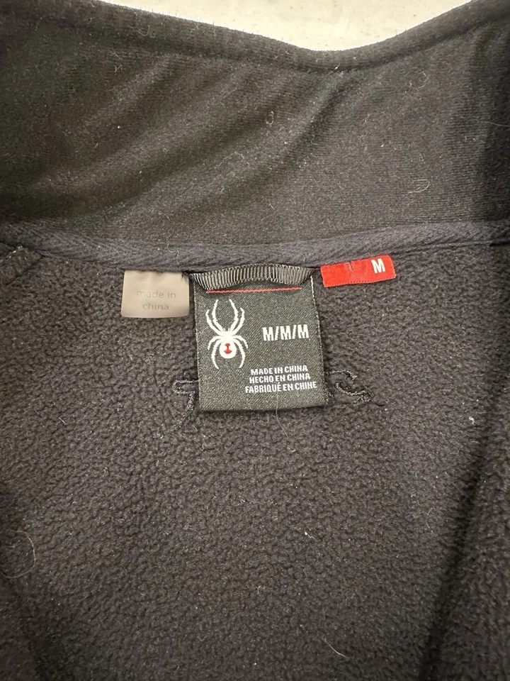 Chaqueta Spyder Para Hombres M Cremallera Completa Negra/Gris Tejido Gofre Vellón Adhesionado Cálida Acogedora Foto 3 de 4
