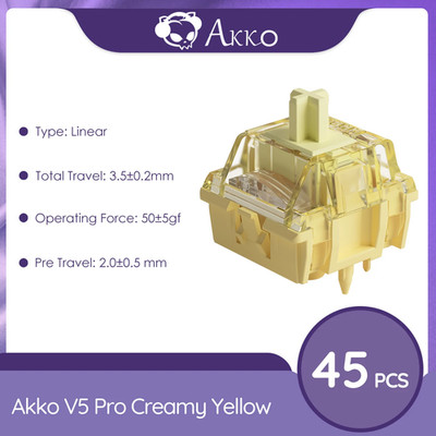 Akko V5 Pro Creamy Yellow Switch 5-Pin 50gf Linear Factory Lubed MX Compatible