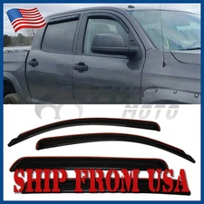 Fit 2007-2021 Toyota Tundra CrewMax IN-CHANNEL Window Visors Rain Guards Smoke