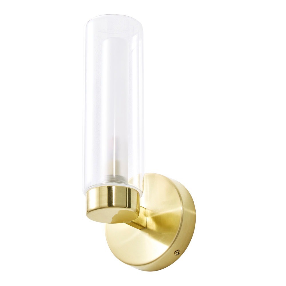 Litecraft Agatha Bathroom IP44 Rated Wall Light with Glass Shade - Satin Brass