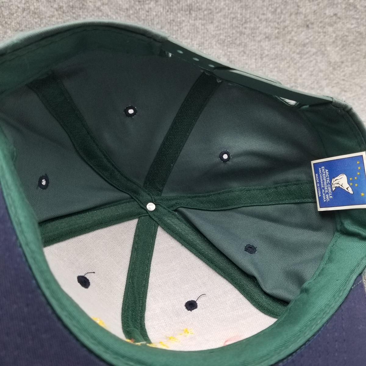 Vintage Alaska Hat Cap Green Blue Snap Back Flag Souvenir Rainbow