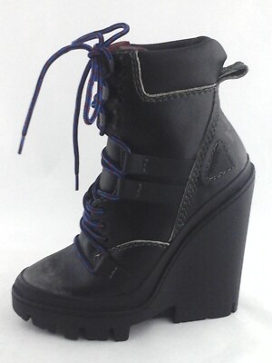 DIESEL D-Vibe MB Ankle Boots Wedge Platform Black Womens US EU 36 $298 