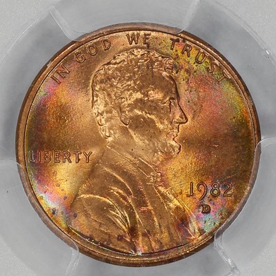 1982-D Zinc Small Date 1c Lincoln Memorial Cent PCGS MS65RD Red Gem Unc Penny