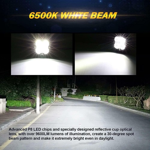 Auxbeam X-PRO SERIES 3" 40W LED Pods Cube 4800LM White And Yellow Fog Lights - Foto 12 di 12