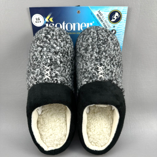 Isotoner Women Jessie Slippers Microsuede Heathered Knit Slip On Hoodback L8.5-9 - Picture 1 of 13