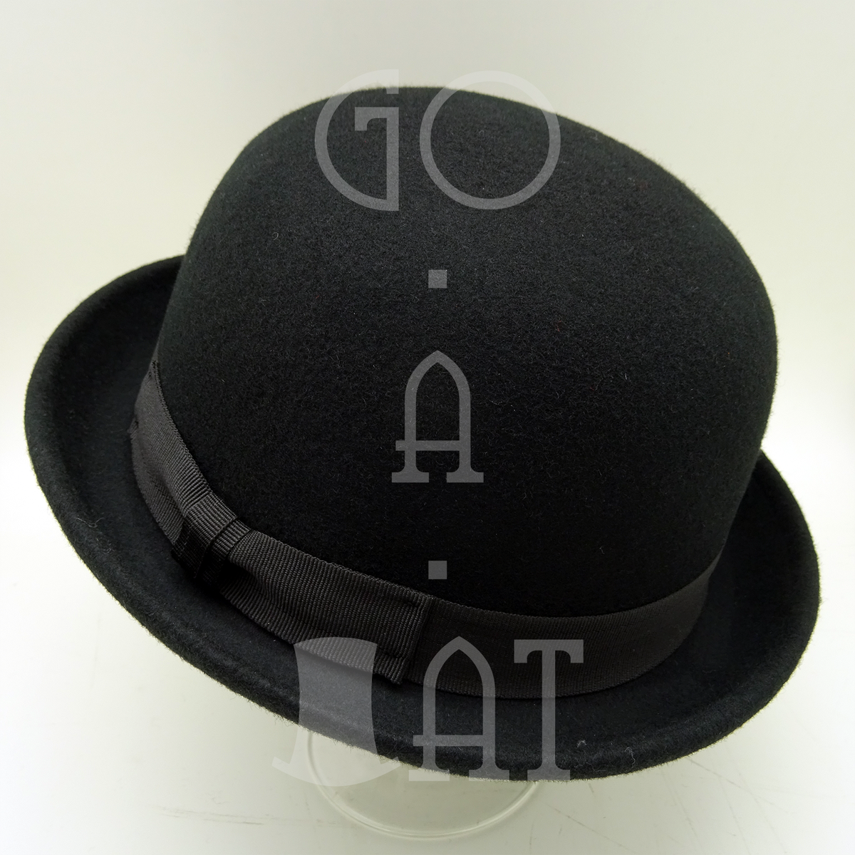 1950s–60s Austelle Black Felt Bowler Hat Pink Ribbon small Charlie Pink Bowler. Hats for Men & Women main image 3