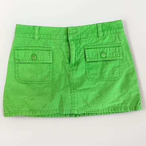 Lilly Pulitzer Green Mini Skirt Cargo Pockets Cotton Blend Size 7