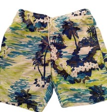 U.S. Surf Club Hawaii Men's Swim Shorts Large Blue Green Palms 3 Pocket Elastic