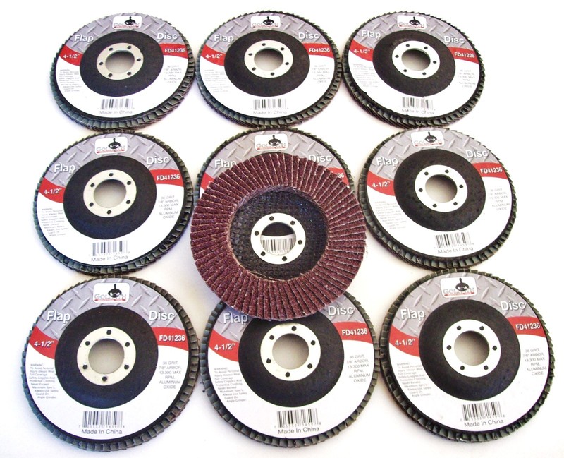 10 GOLIATH INDUSTRIAL 4-1/2" FLAP DISCS 36 GRIT FD41236 ANGLE GRINDER WHEEL 4.5"