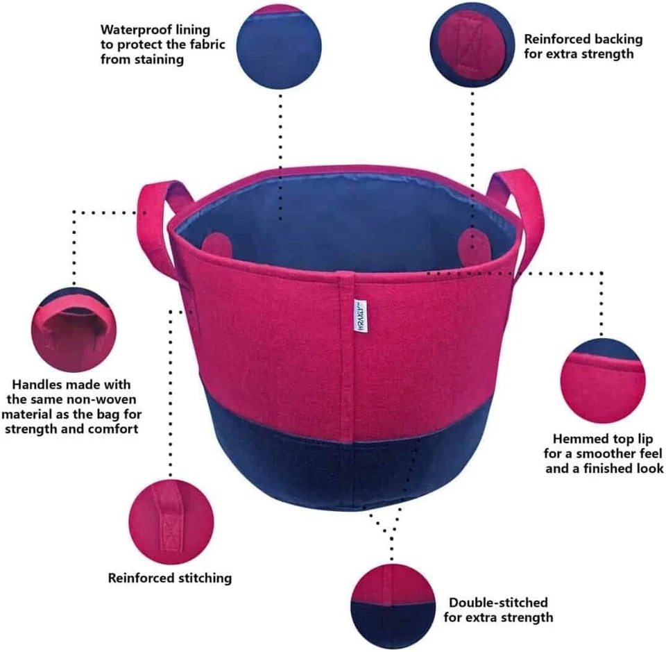 5-Pack 3 Gallon Premium Fabric Flower Plant Grow Bags Color Veggies Trees Herbs - Image 3 of 4