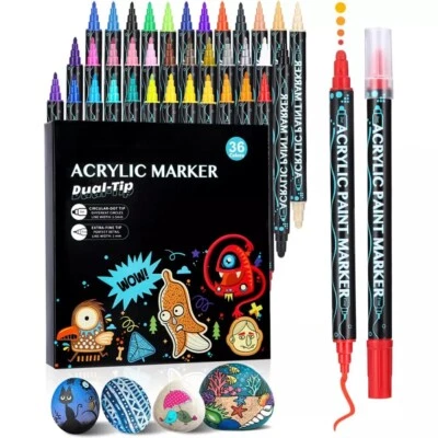 BRANDED Acrylstifte für Steine Wasserfest 36 Farben Marker Stifte zum Steine Bemalen
