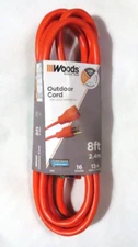 Woods Outdoor Extension Cord Orange 8 feet 16 Gauge  13A