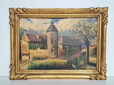 Ancien tableau, huile sur carton signé M. MATRICON daté 1932 Moulin de Sen - Photo 1/4