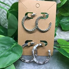 4 PC Silver-tone Earring Set Boho Retro Dangle Hook Hoop New Free Ship 4889