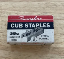 Vintage Swingline Cub Staples P/N1458-1 Original Box 1000 count (partial) USA