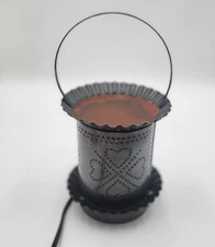 Metal hearts basket primitive Wax Tart Warmer Punched tin rustic country chic