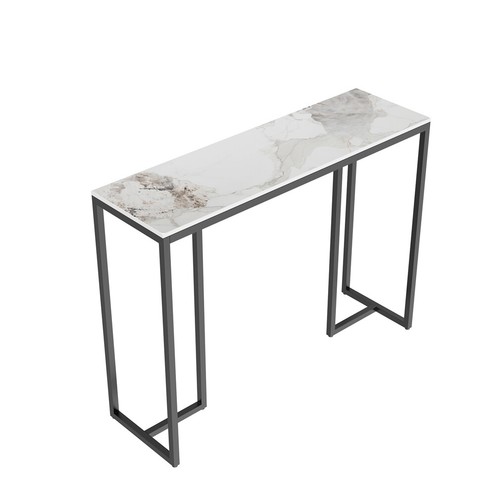 Rectangular Narrow Marble Console Table Polished Top Entryway Decorative Tables - Picture 22 of 34