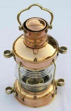 Brass & Copper Anchor Oil Lamp Nautical Maritime Ship Lantern Boat Light Décor