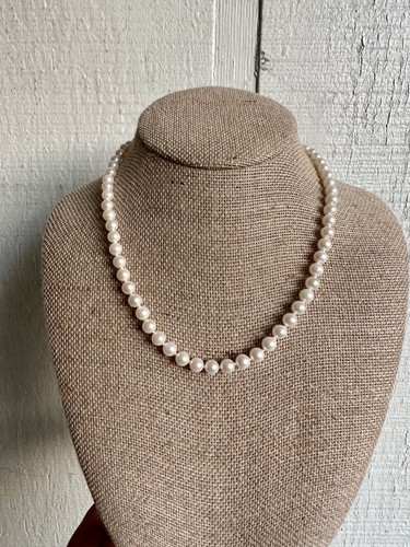 Vintage 14K Gold White Round Pearl Necklace 18 Inches - 第 1/5 張圖片