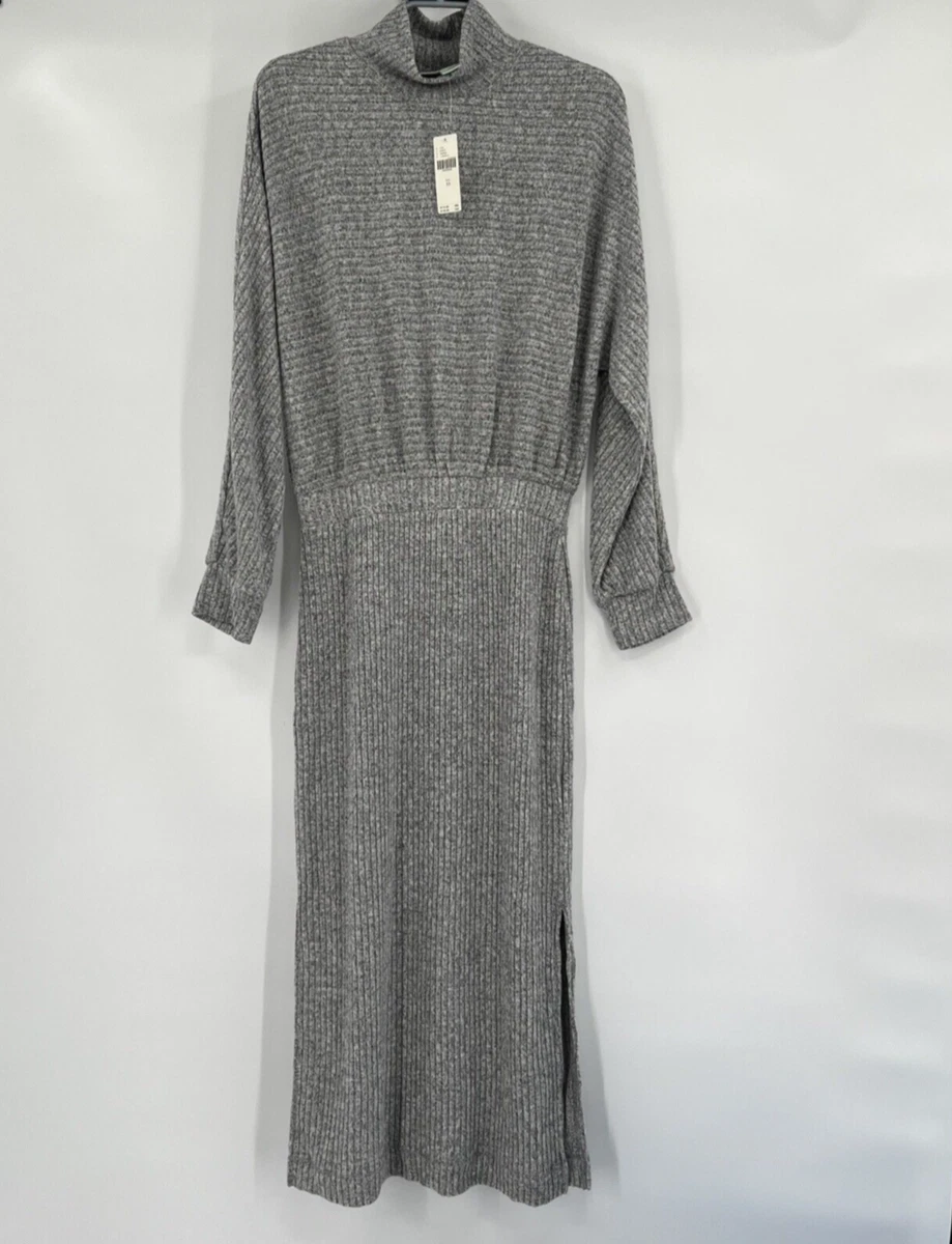 Saturday Sunday by Anthropologie Mariah Ribbed Knit Midi Dress XS Heather Gray