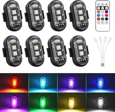 Wireless RGB LED Aircraft Strobe Lights with Remote Control, 8 Colors 10 8Pcs