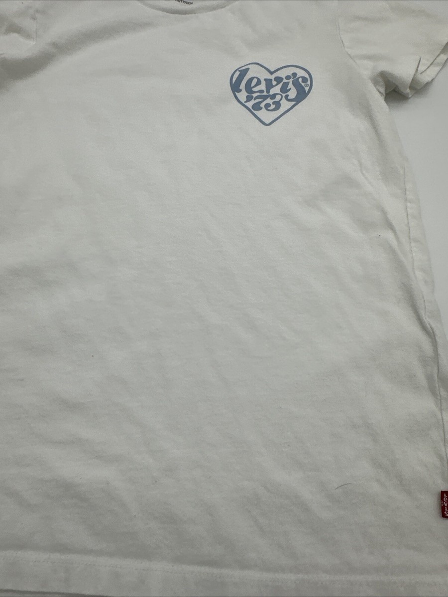 Levi's T-Shirt Youth Girl X-Small Graphic Print Logo White Solid