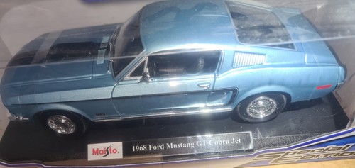 Maisto 1/18 - 1968 Ford Mustang GT Cobra Jet - Blue - Brand New In Box - Picture 2 of 11