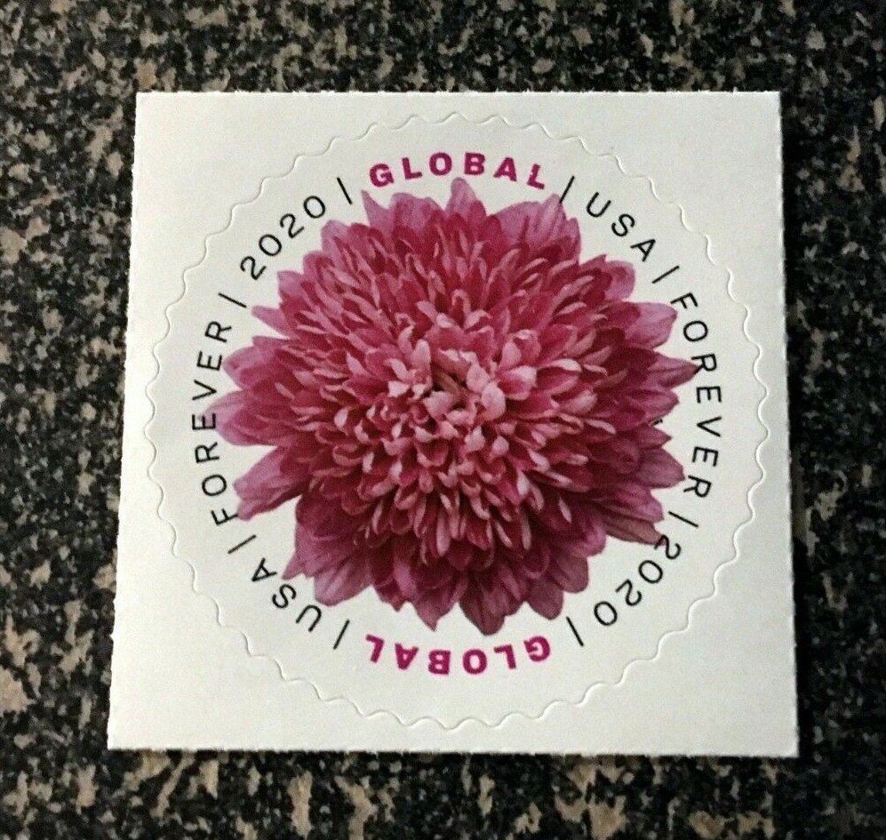 2020USA #5460 Global Forever - Chrysanthemum Single Mint