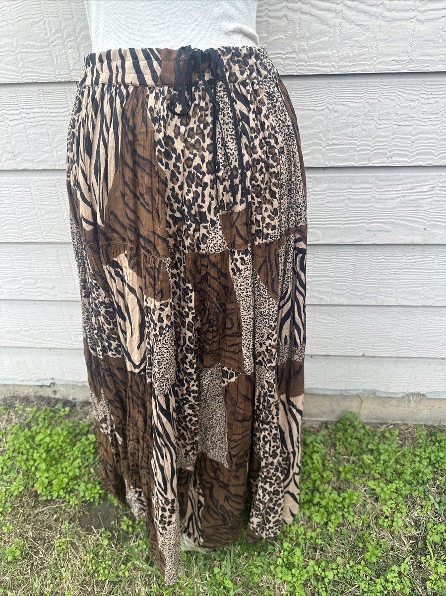 Phool Safari Animal Print Broomstick Maxi Skirt Size Onesize