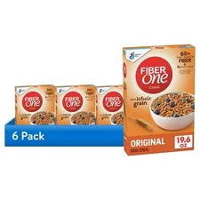 Fiber One Cereal, Original Bran,High Fiber Cereal Made with Whole Grain 6 pack