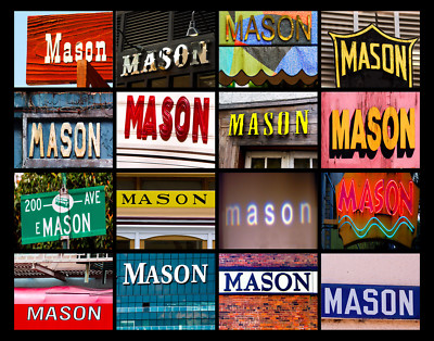 MASON Name Poster featuring photos of actual signs