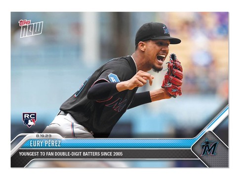 2023 Topps Now Eury Perez Rookie Card RC Youngest To Fan Double-Digit Batters - Picture 1 of 2