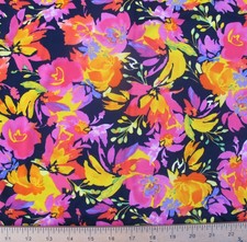 Polyester Fabric Spandex Material, Colorful Floral Design - 18 X 58 inches