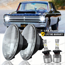 Pair 7 Inch Round Led Headlights Highlow Housing For Dodge Dart 1964-1976 D100