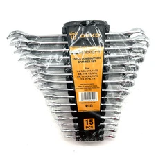 DEKO 15 PCS Combination Wrench Tool Set Mechanic Tools