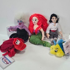 Vintage Lot 5 Disney Little Mermaid Bean bag Plush Ariel  Friends New w/ Tags