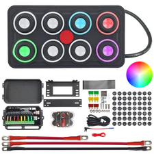 8 Gang RGB Switch Panel Toggle Momentary Pulsed SOS Circuit Control Relay Box