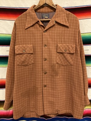 Vintage 30s 40s Pendleton Loop Collar Shirt WW2 XL 27x29 Rare Size SEE PICTURES